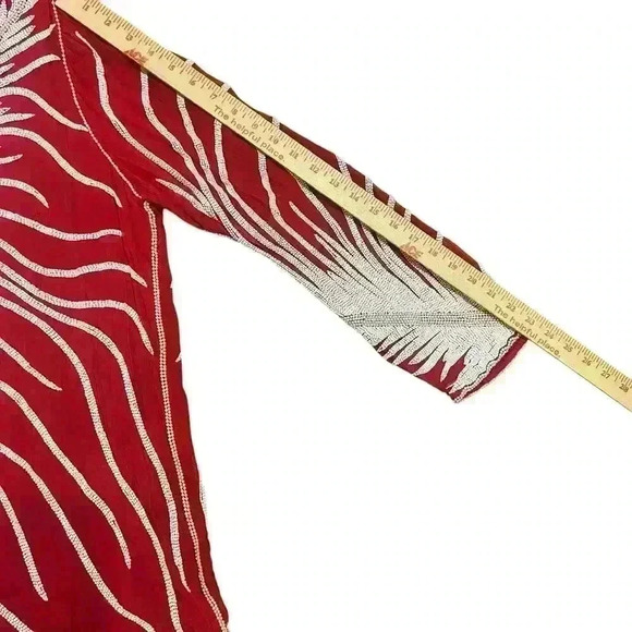 Vtg Norman’s Atlanta Glass Beaded Asymetrical Zig Zag Top Size Med Silk Art Deco - Picture 8 of 12